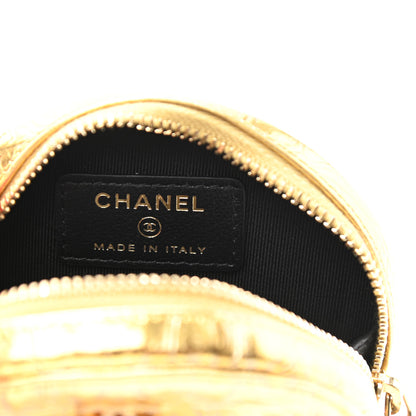 Chanel Metallic Calfskin Crocodile Embossed Cocodile Zip Around Classic Coin Purse Gold 6 of 7