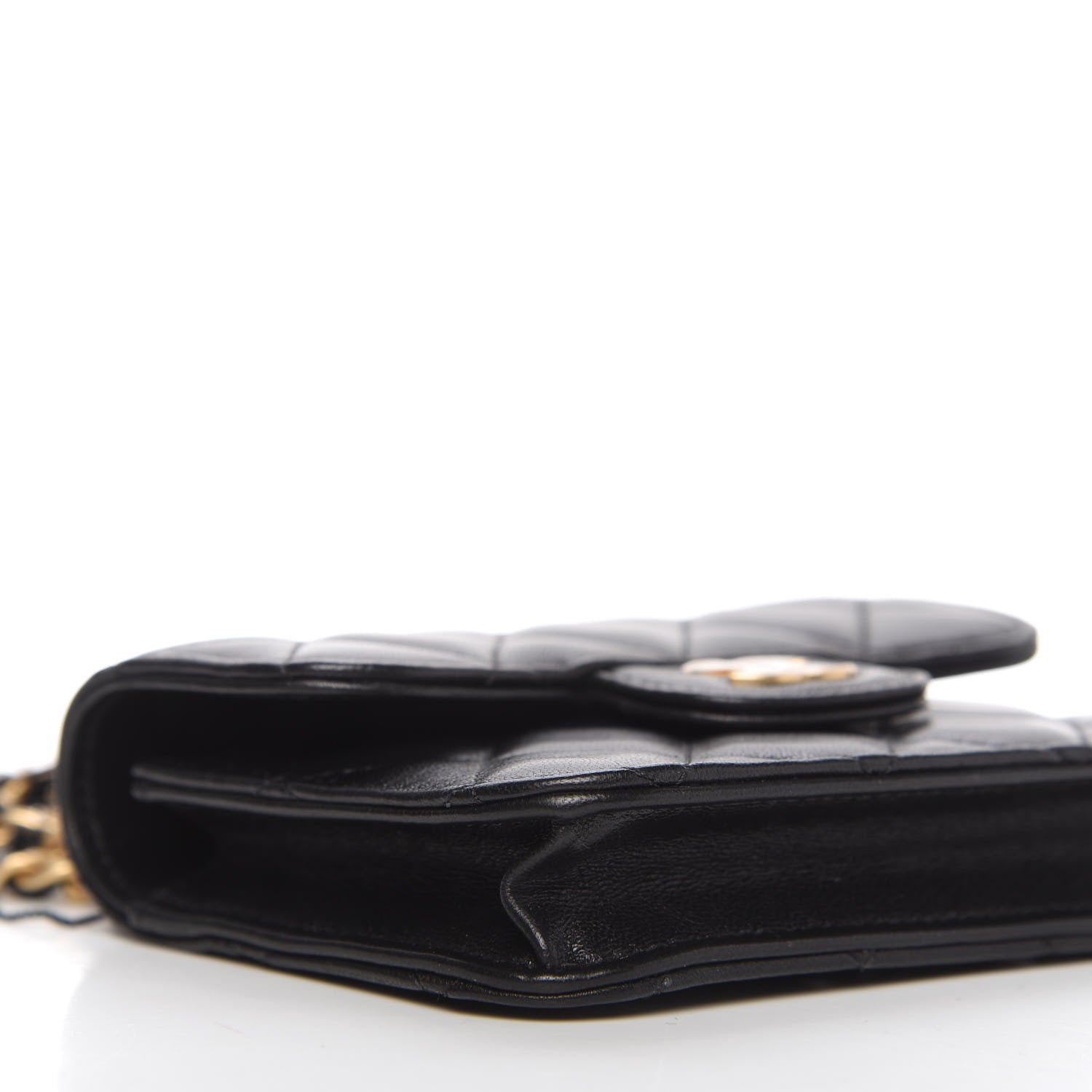 Chanel Lambskin Quilted Top Handle Flap Coin Purse With Chain Black 6 of 11