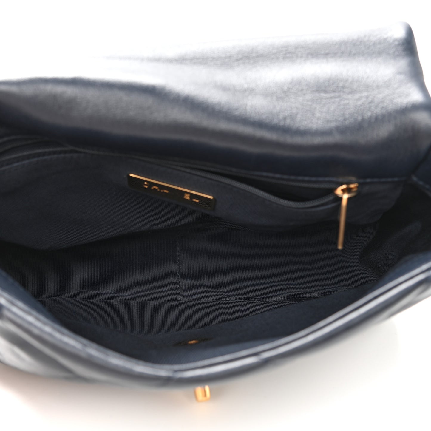Lambskin Quilted Medium Chanel 19 Flap Navy Blue