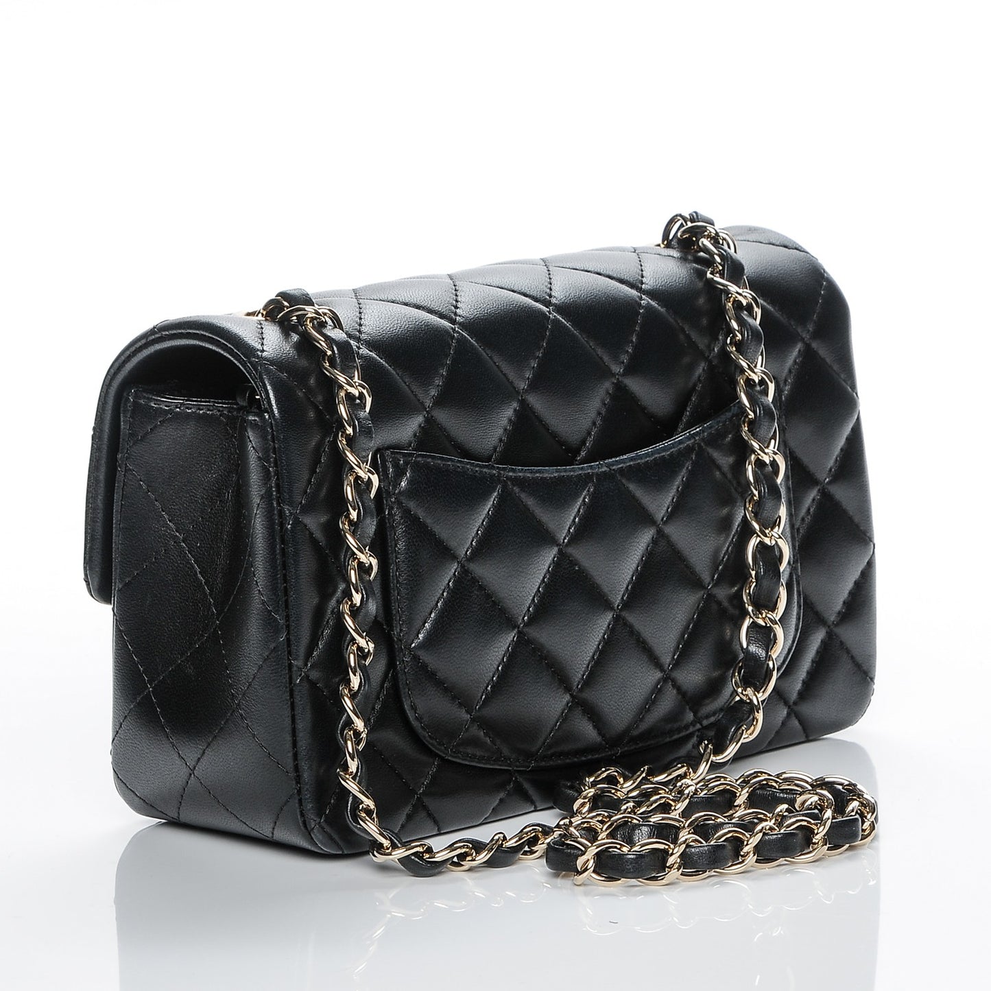 Lambskin Quilted Mini Rectangular Flap Black