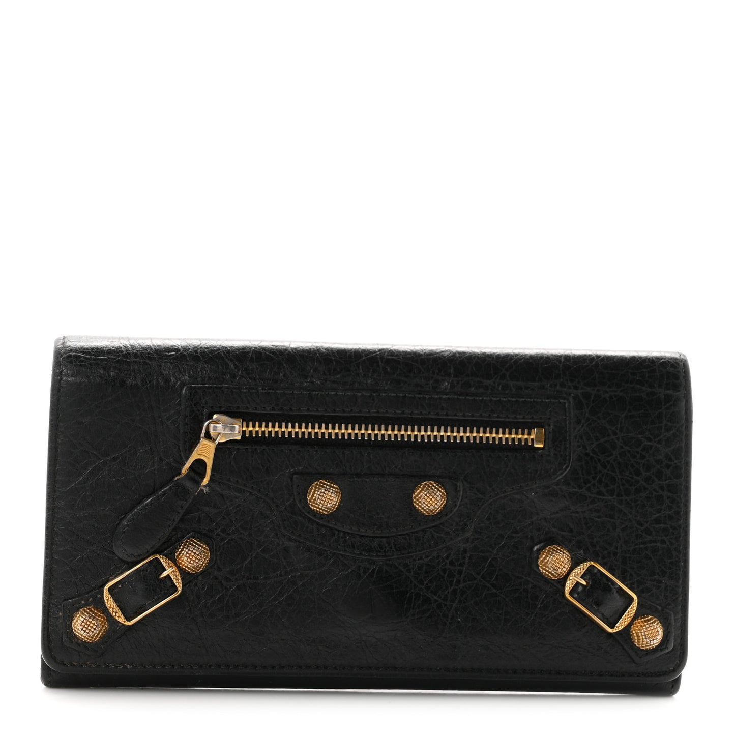 Agneau Giant 12 Gold Hardware Money Wallet Black