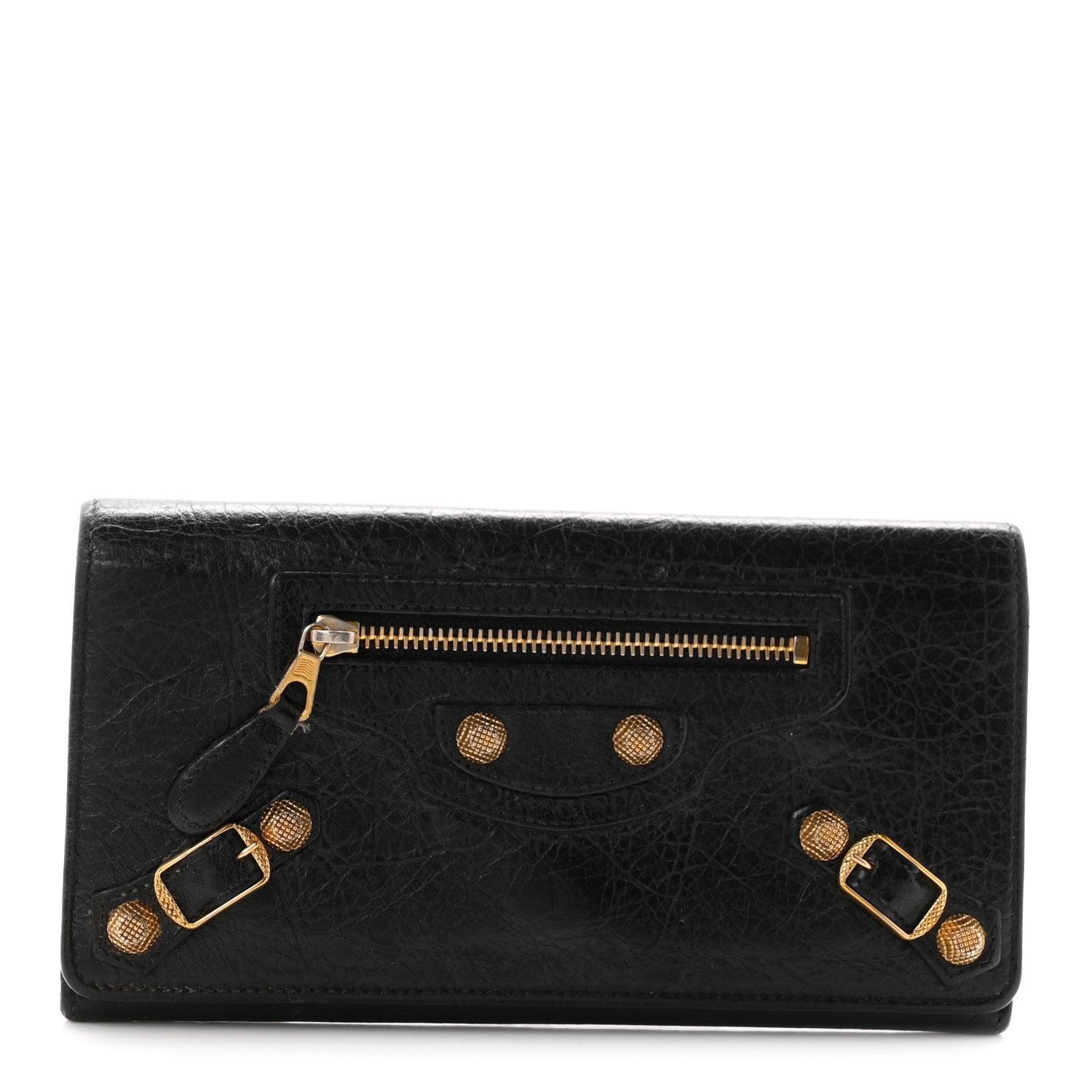 Balenciaga Agneau Giant 12 Gold Hardware Money Wallet Black 1 of 7
