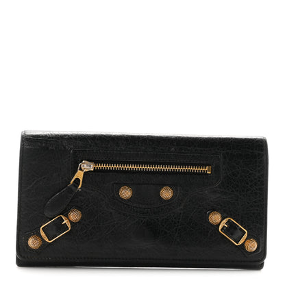 Balenciaga Agneau Giant 12 Gold Hardware Money Wallet Black 1 of 7