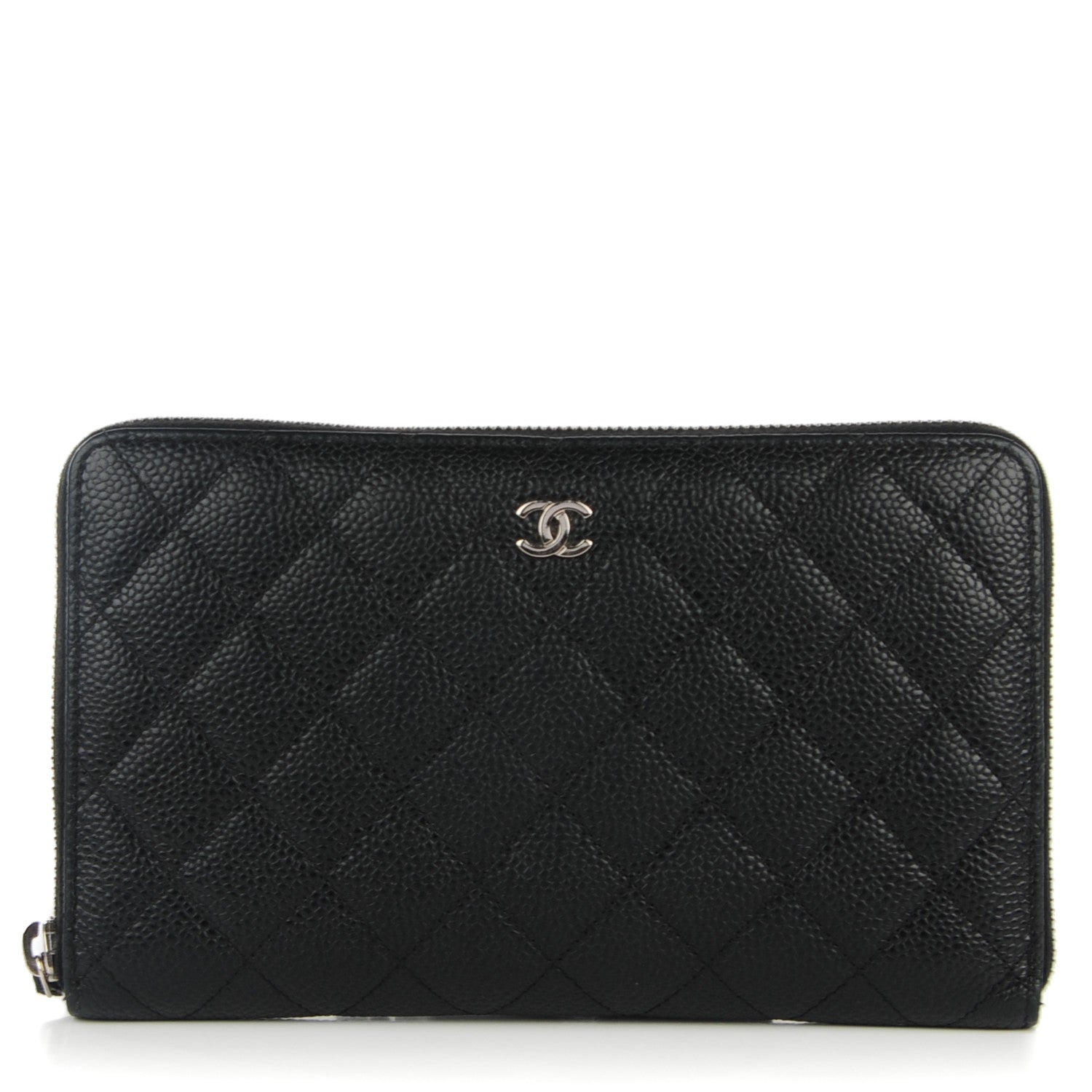 Chanel Caviar Quilted Large Zip Around Organizer Wallet Black 1 of 8
