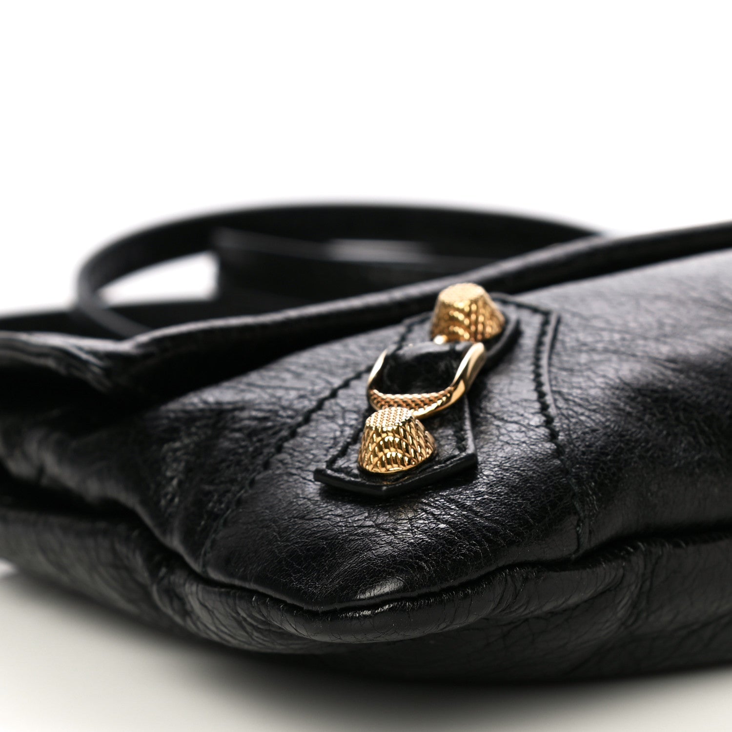 Balenciaga Agneau Giant 12 Gold Hardware Envelope Strap Clutch Black 7 of 9