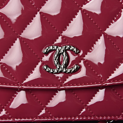 Chanel Patent Quilted Brilliant Wallet On Chain WOC Dark Pink 11 of 12