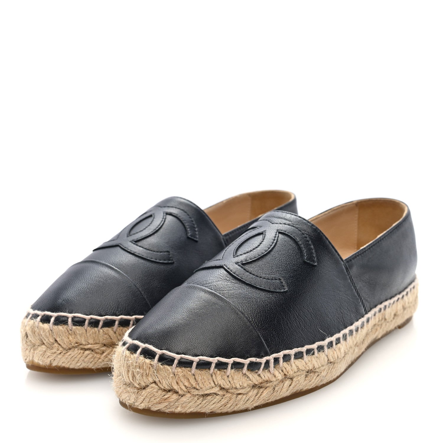 Chanel Lambskin CC Espadrilles 36 Black 4 of 9