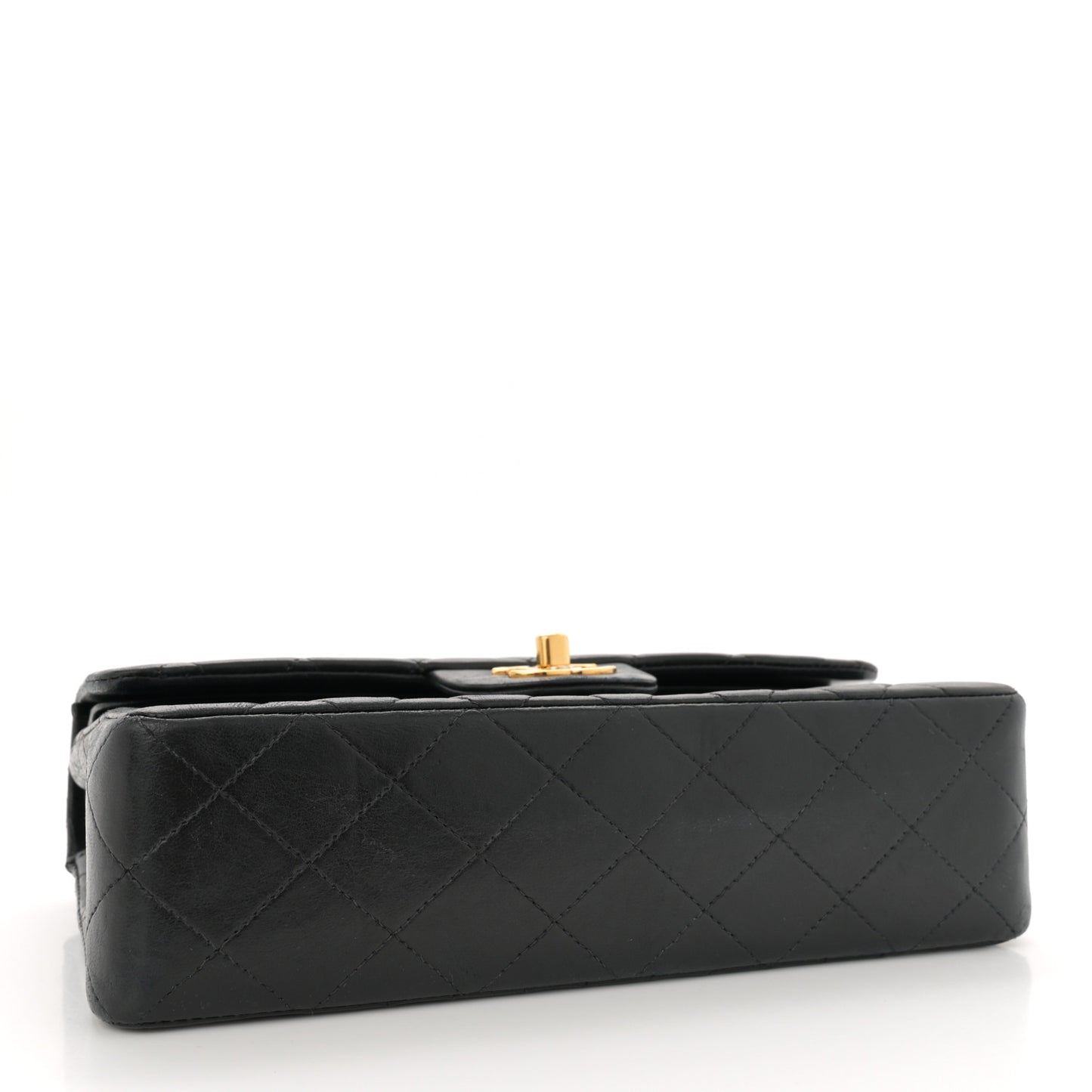 Lambskin Quilted Small Double Flap Black