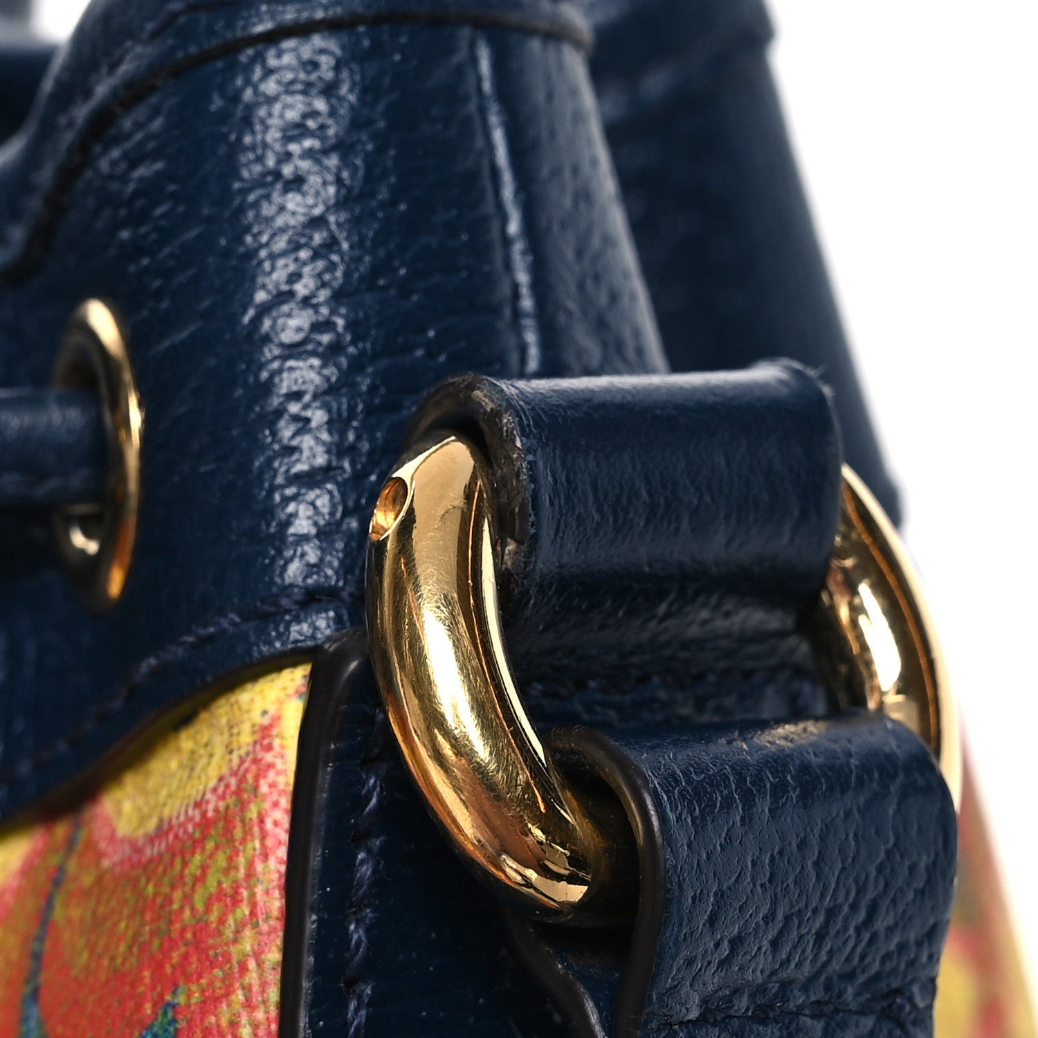 Gucci GG Supreme Kaleidoscope Calfskin Script Logo Gucci 100 Bucket Drawstring Bag Blue Orange Multicolor Blue Agata 13 of 13