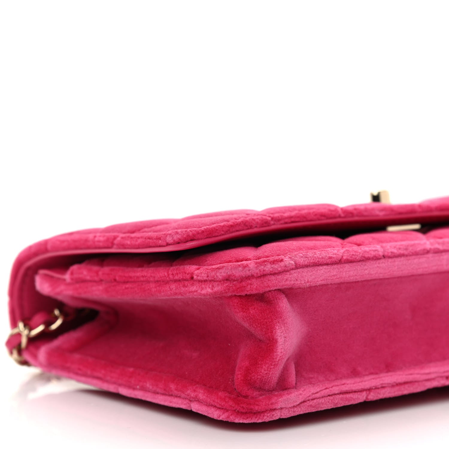 Chanel Velvet Quilted Pearl Crush Wallet On Chain WOC Pink 10 of 11