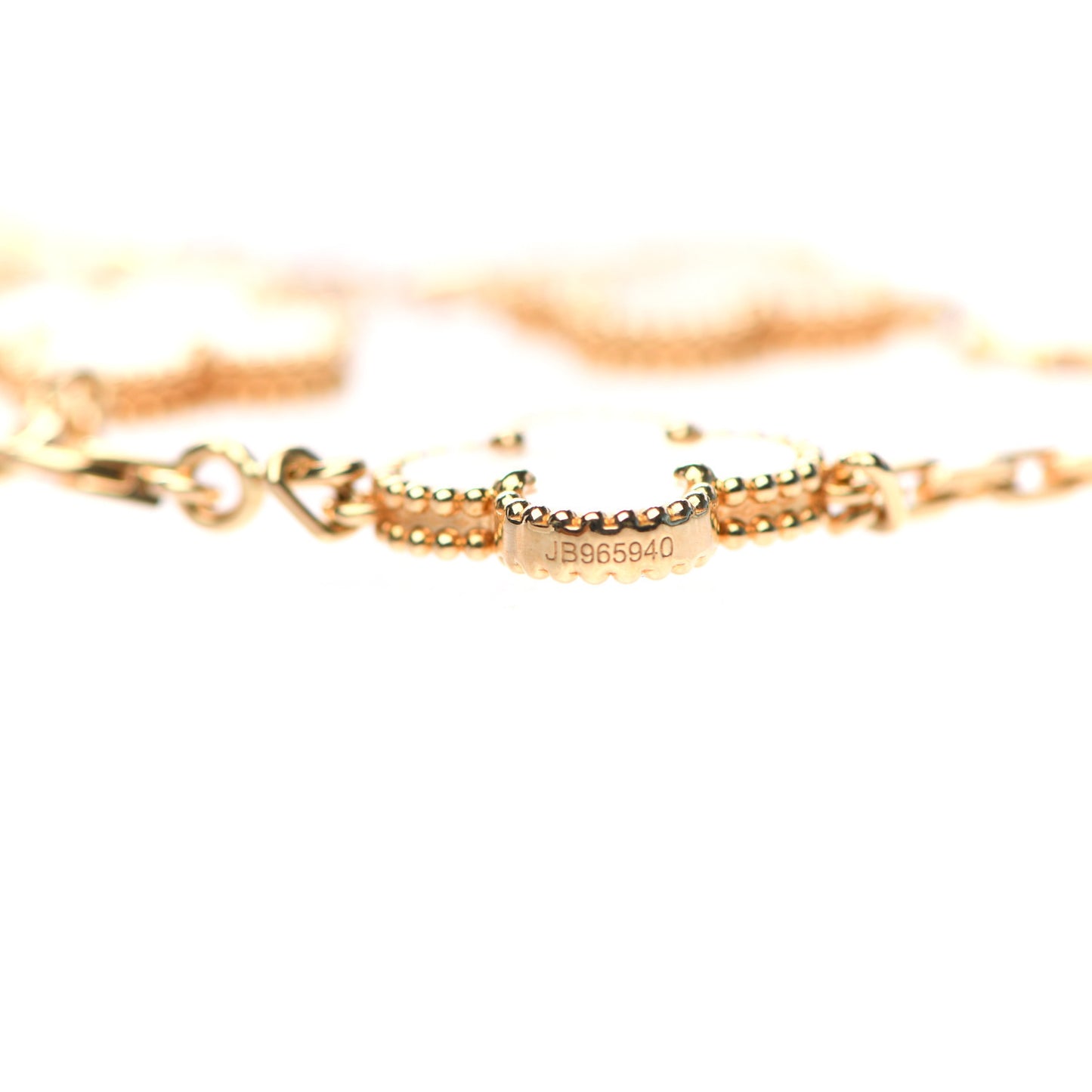 18K Yellow Gold Mother of Pearl 5 Motifs Vintage Alhambra Bracelet