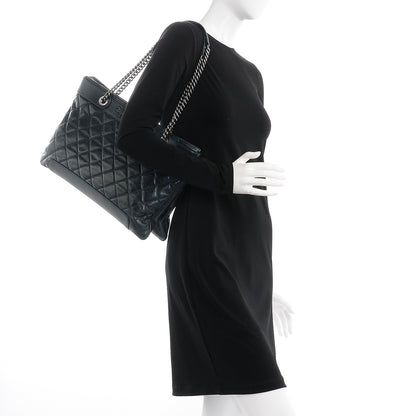 Chanel Glazed Calfskin Quilted Shopping Tote Dark Blue 2 of 8