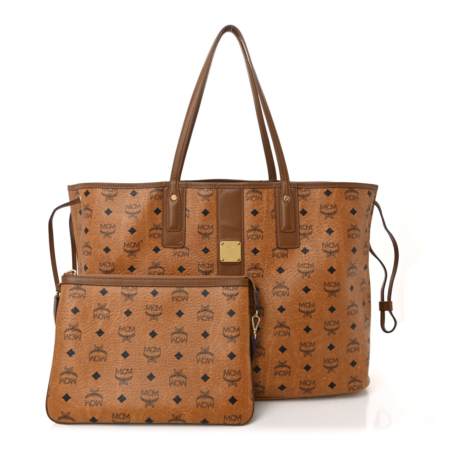 MCM Visetos Large Liz Reversible Shopper Tote Cognac 4 of 23