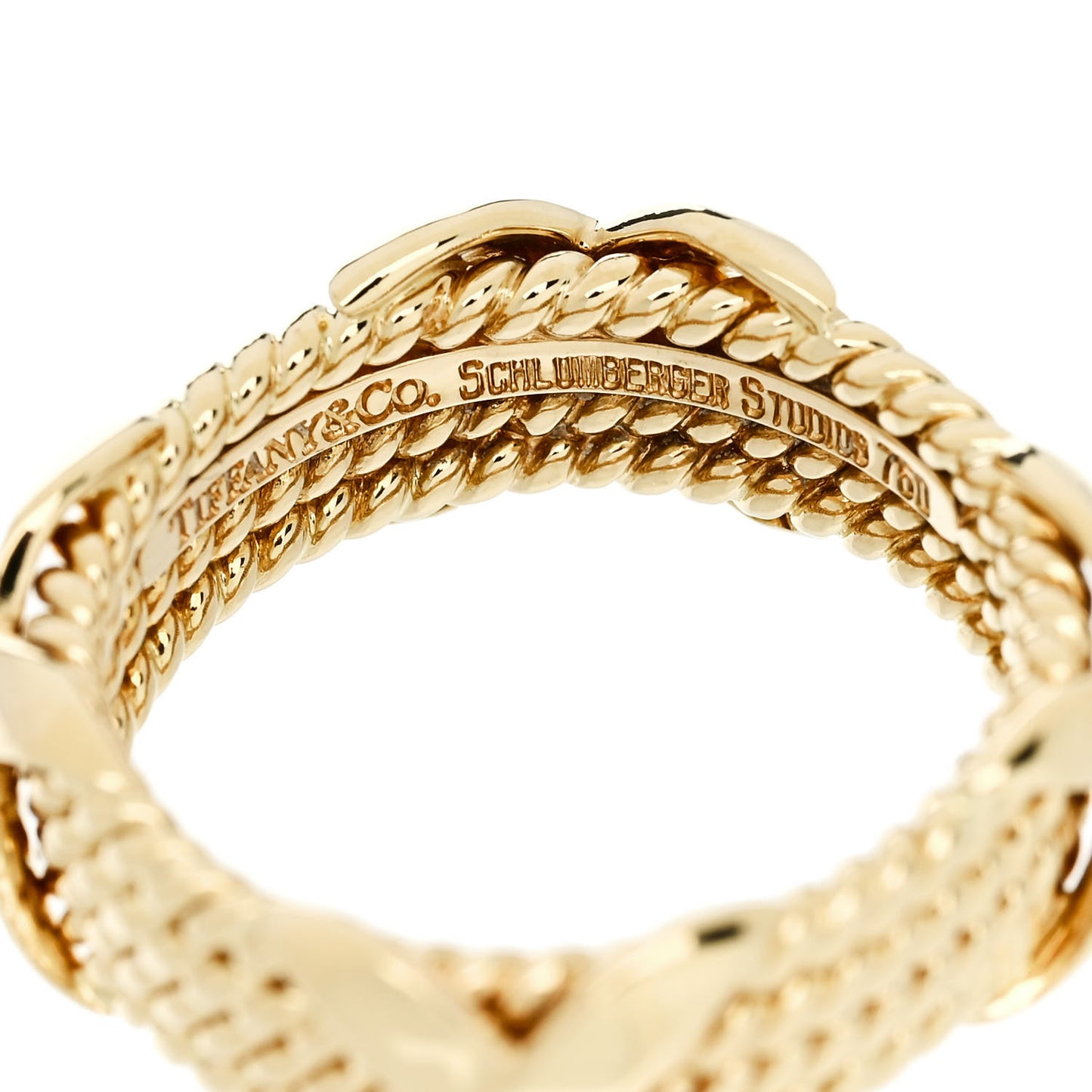 18K Yellow Gold Schlumberger Rope Four Row X Ring 54 6.75