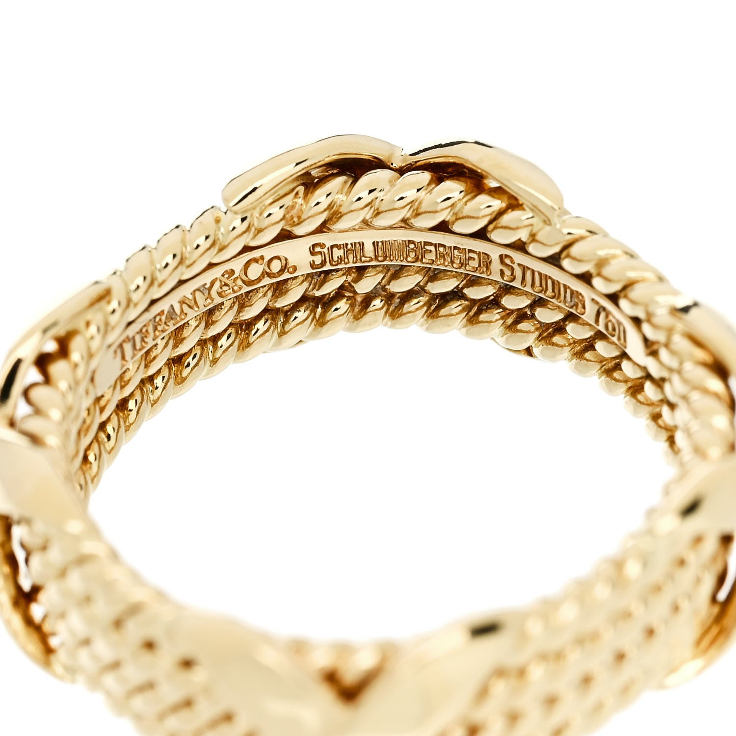 Tiffany 18K Yellow Gold Schlumberger Rope Four Row X Ring 54 6.75 4 of 4