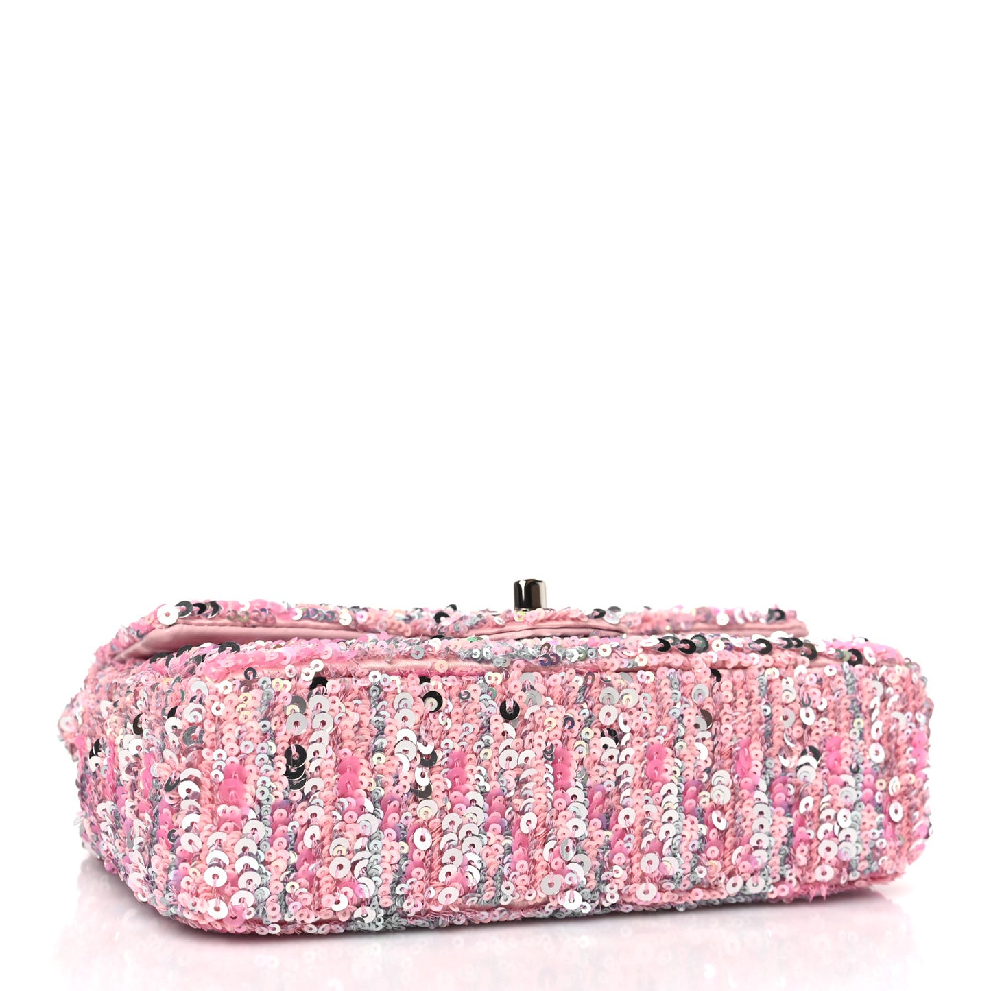 Sequin Mini Rectangular Flap Light Pink Silver