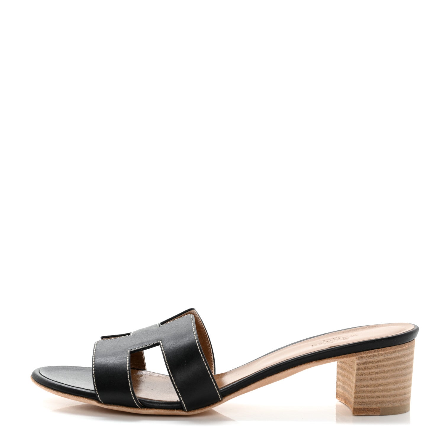 Hermes Calfskin Oasis Sandals 38.5 Black 1 of 12