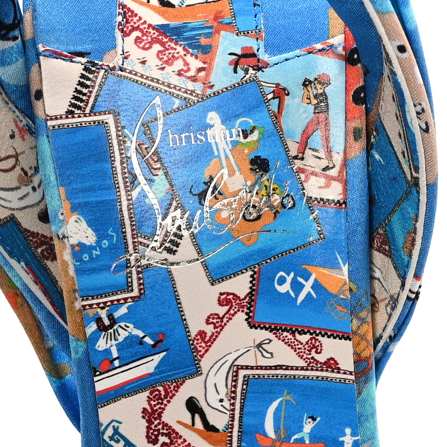 Crepe Satin Greekaba Du Desert 100 Sandal 38 Blue Multicolor