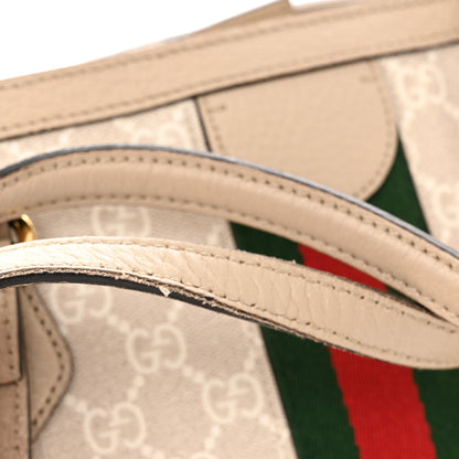 Gucci GG Supreme Monogram Textured Dollar Calfskin Web Medium Ophidia Shopping Tote Beige Mystic White Oatmeal 13 of 14