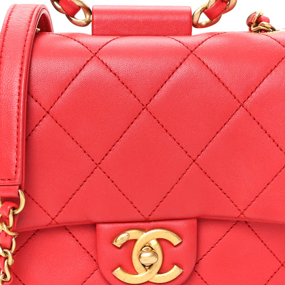 Chanel Lambskin Quilted Small Circular Handle Bag Brilliant Rouge 8 of 11