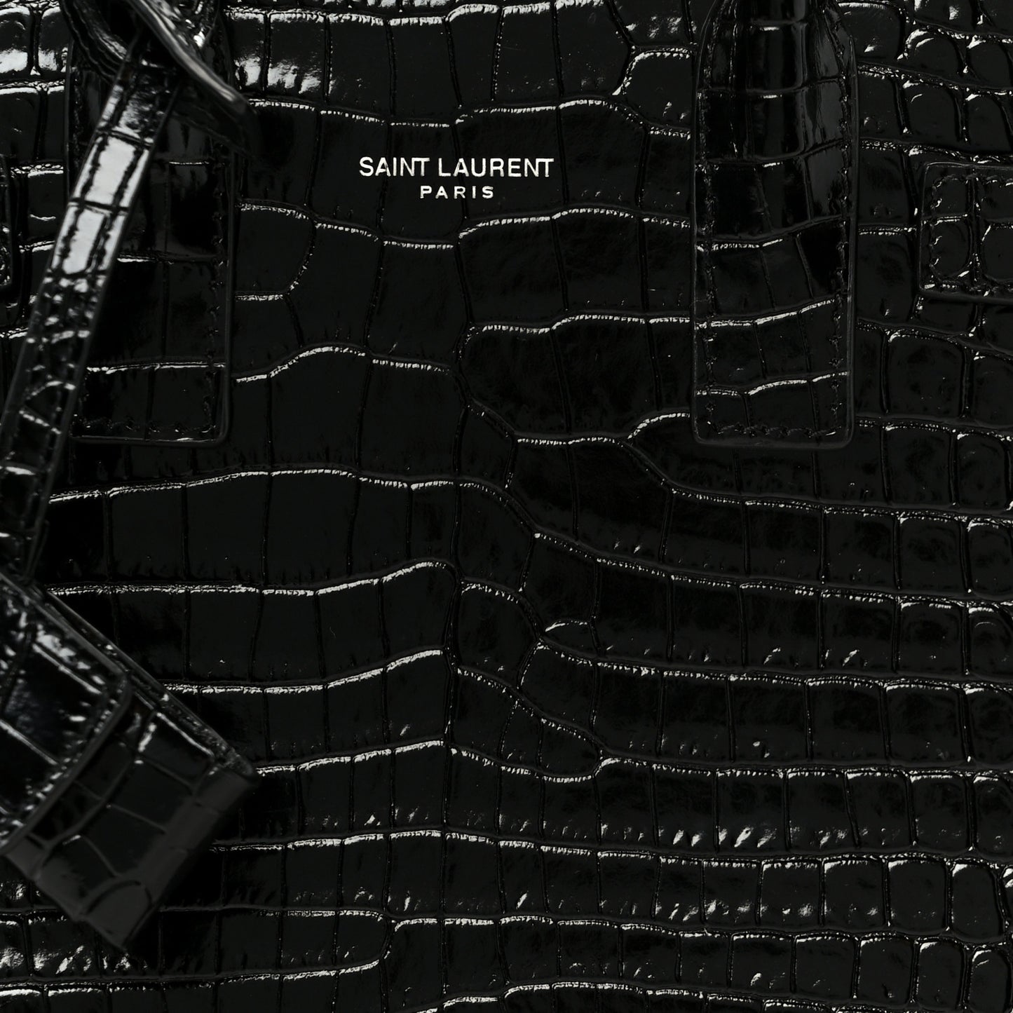 Calfskin Crocodile Embossed Nano Sac De Jour Black