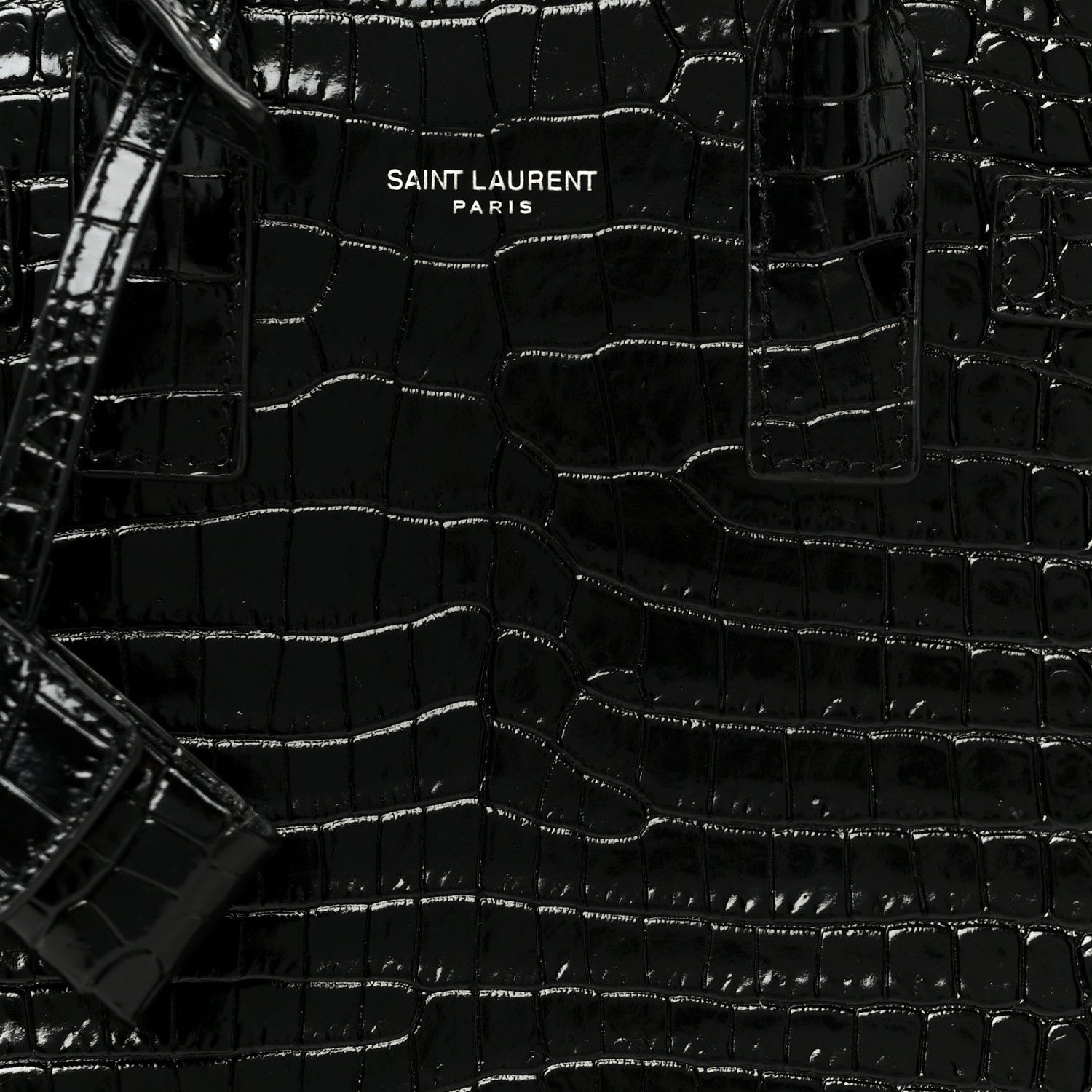 Saint Laurent Calfskin Crocodile Embossed Nano Sac De Jour Black 9 of 11