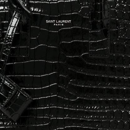 Saint Laurent Calfskin Crocodile Embossed Nano Sac De Jour Black 9 of 11