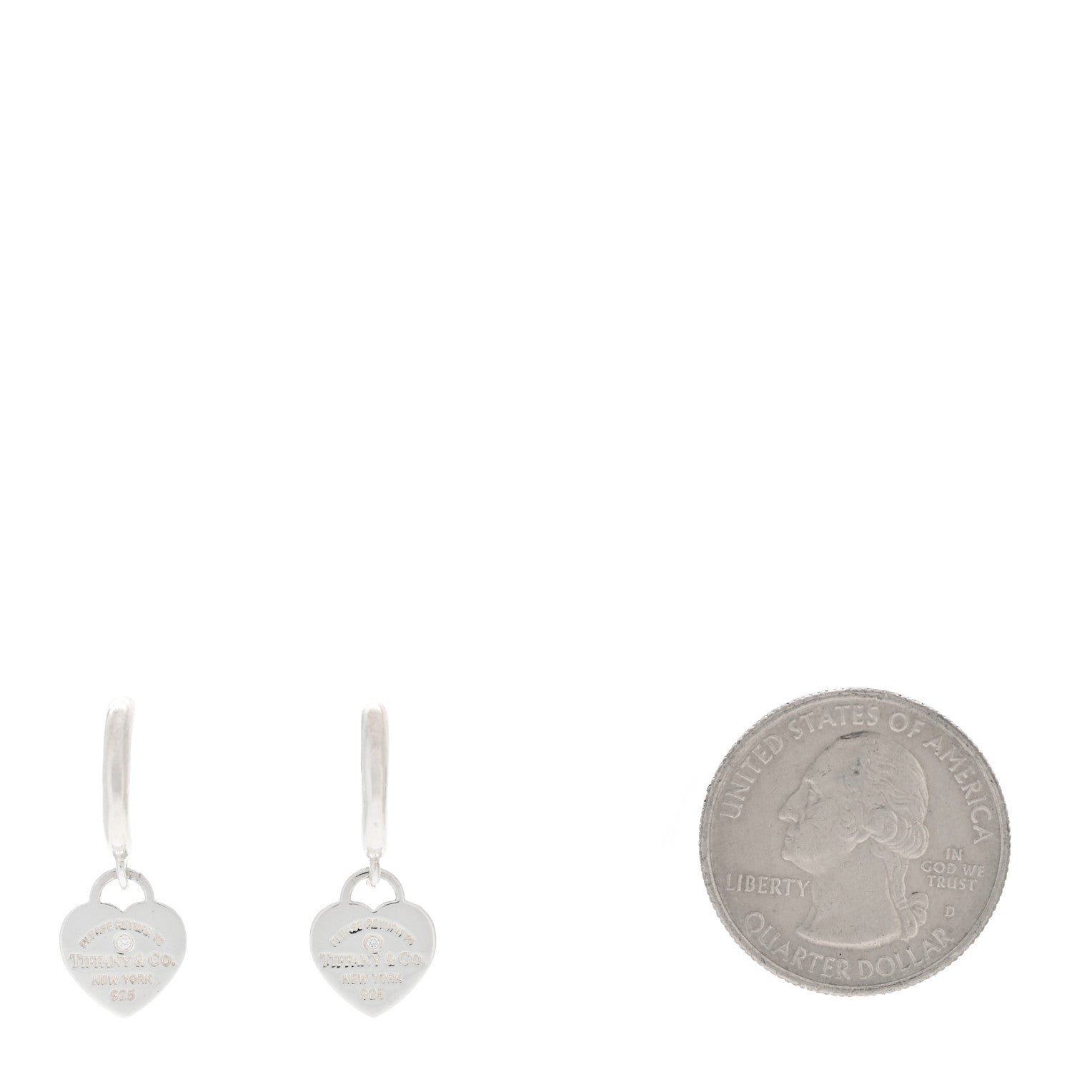 Tiffany Sterling Silver Diamond Mini Return To Tiffany Heart Hoop Earrings 2 of 4