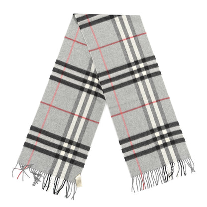 Burberry Cashmere Giant Check Fringe Scarf Grey 2 of 4