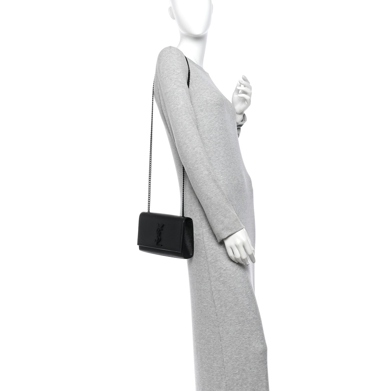Saint Laurent Grain De Poudre Small Monogram Monochrome Kate Satchel Black 2 of 12