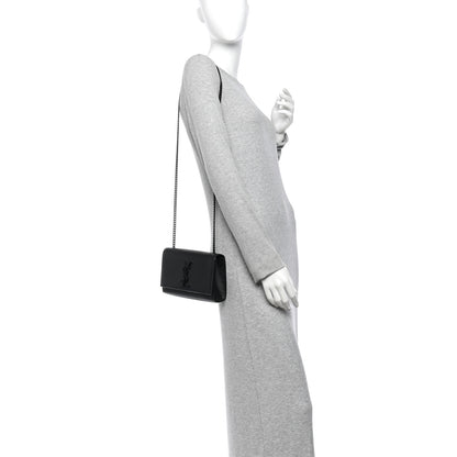 Saint Laurent Grain De Poudre Small Monogram Monochrome Kate Satchel Black 2 of 12