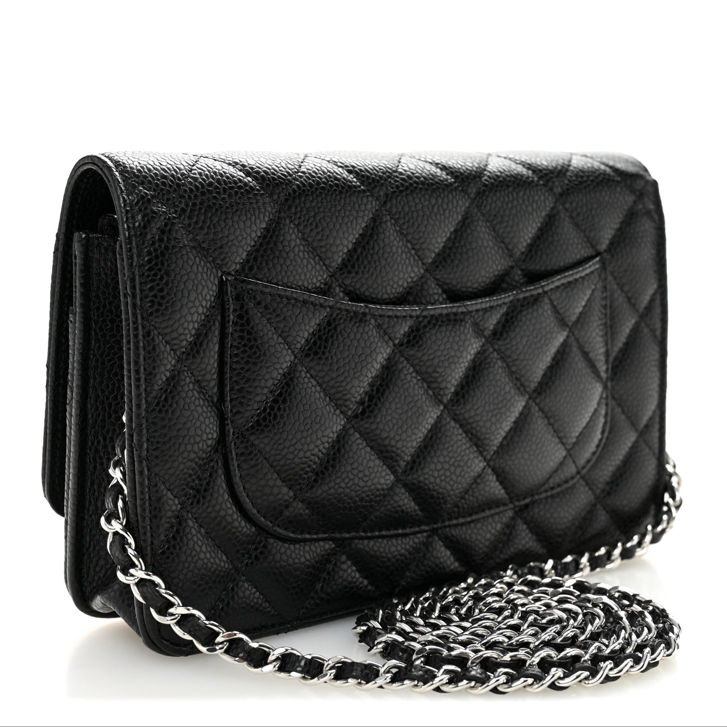Caviar Quilted Wallet on Chain WOC Black