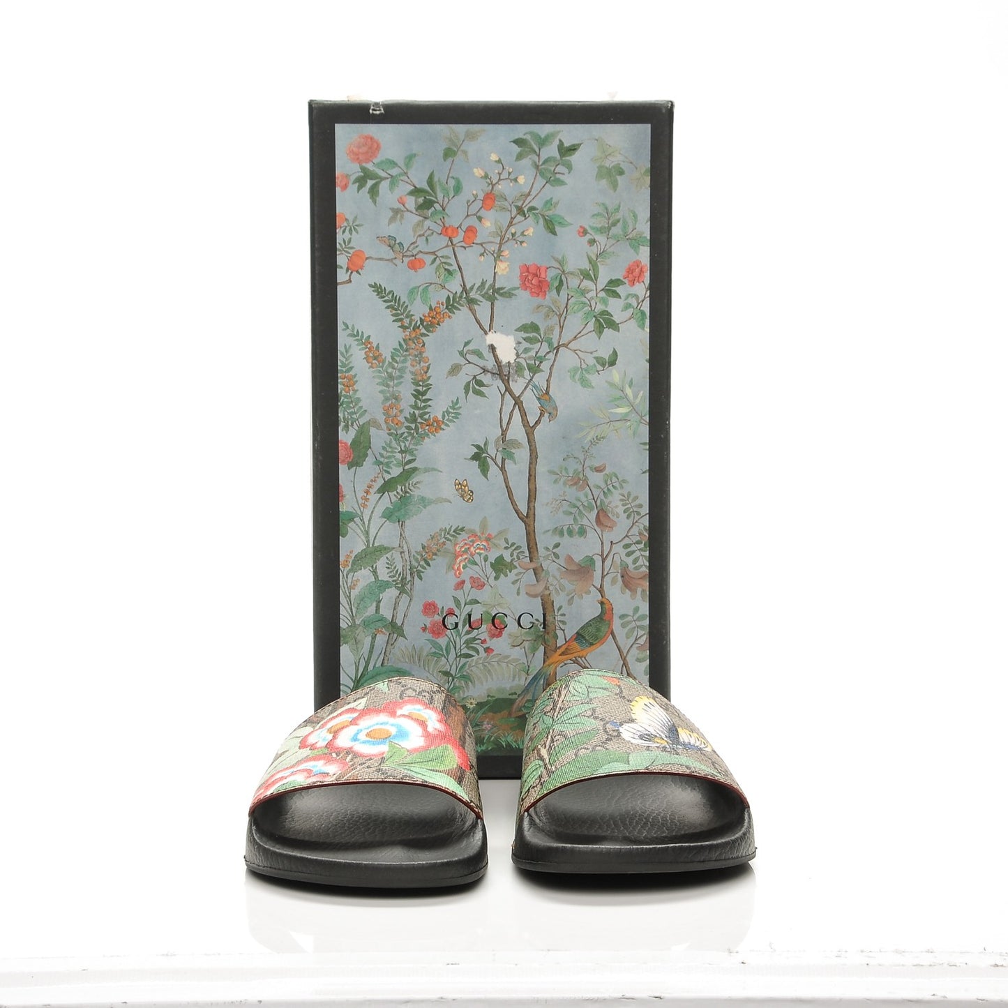 GG Supreme Monogram Tian Womens Slide Sandals 38 Beige Multicolor