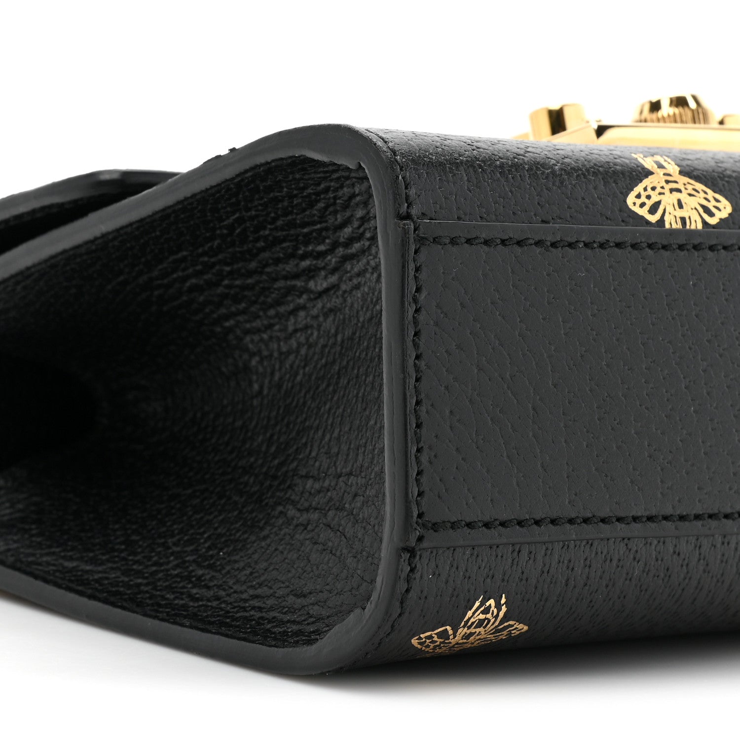 Gucci Grained Calfskin Bee Star Small Padlock Shoulder Bag Black 9 of 9