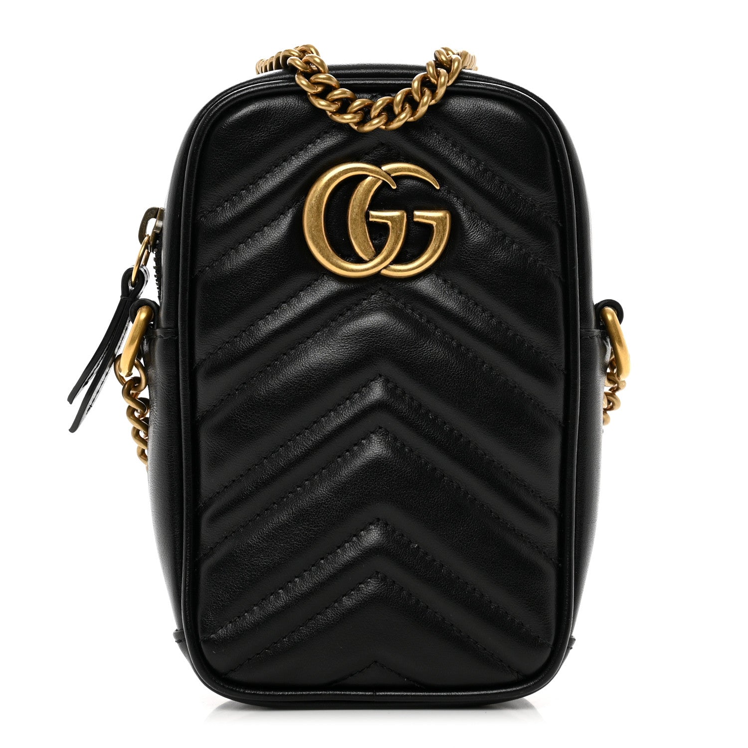 Gucci Calfskin Matelasse Mini GG Marmont Crossbody Bag Black 1 of 10