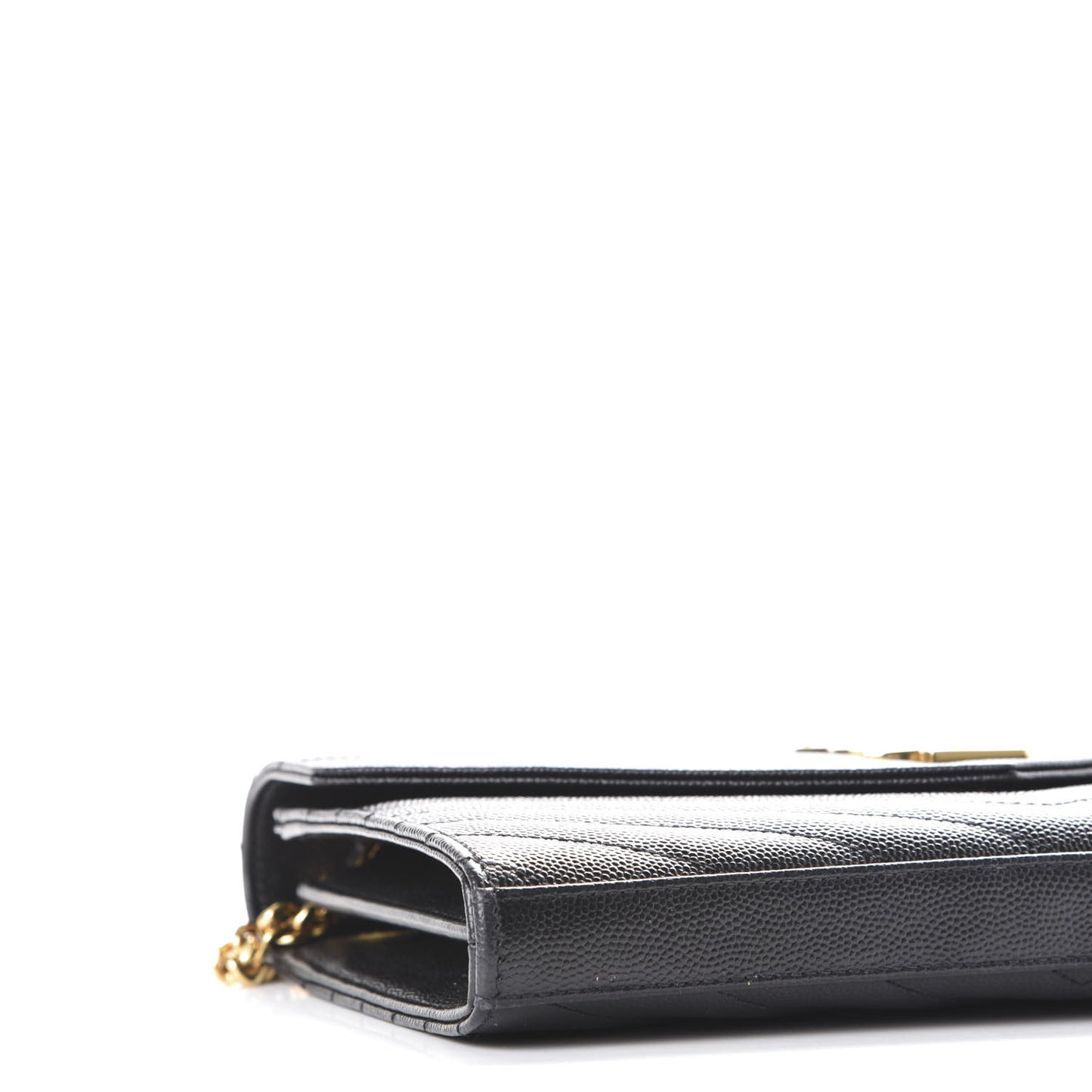 Grain De Poudre Matelasse Chevron Monogram Chain Wallet Black