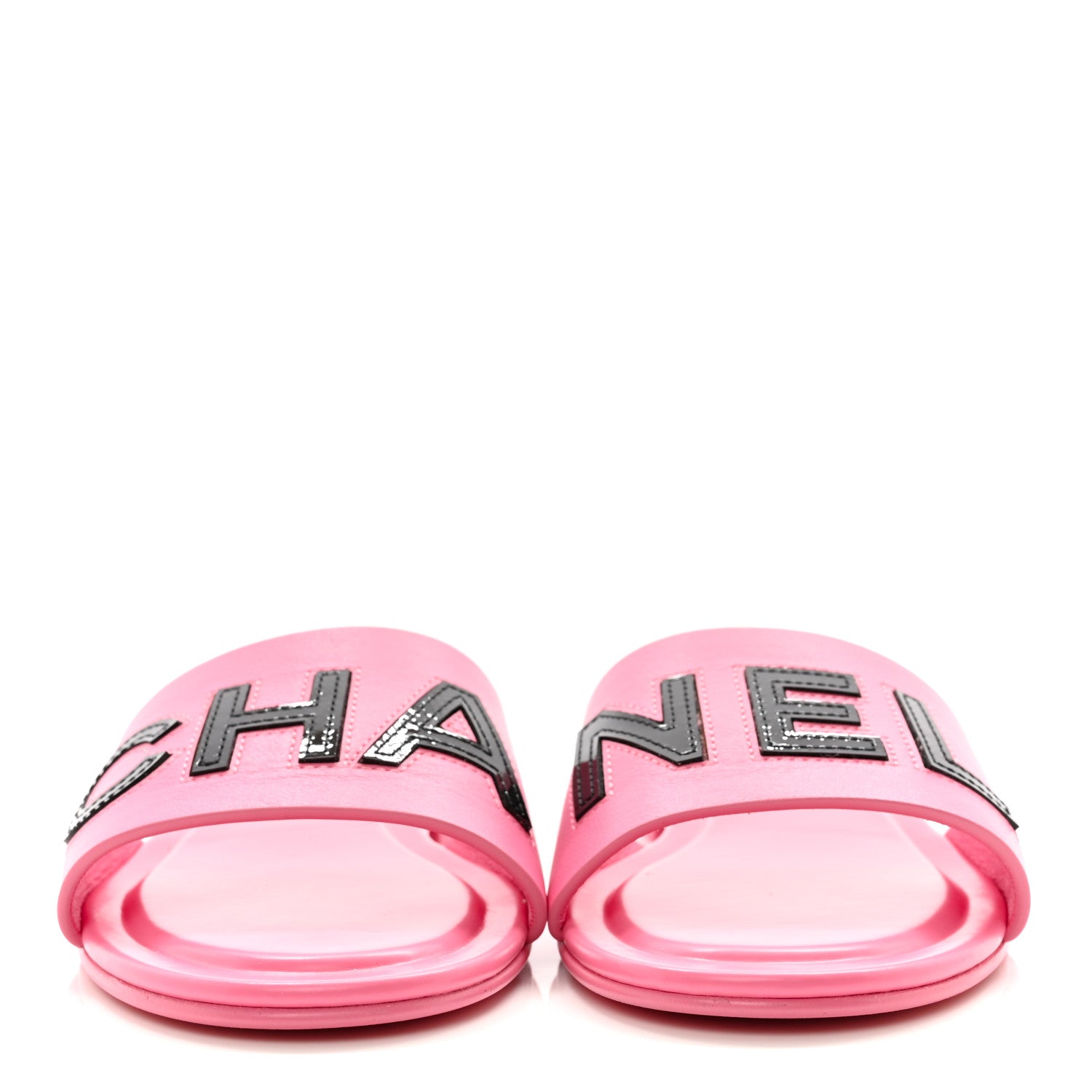 Chanel Calfskin Patent Calfskin Logo Mules 36 Pink Black 2 of 10