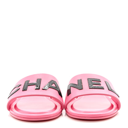 Chanel Calfskin Patent Calfskin Logo Mules 36 Pink Black 2 of 10
