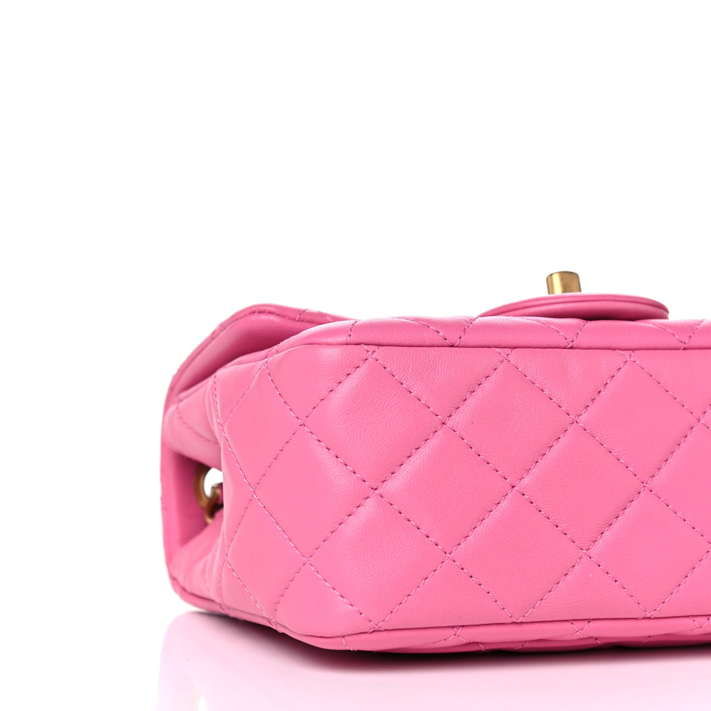 Lambskin Quilted Mini Pearl Crush Flap Pink