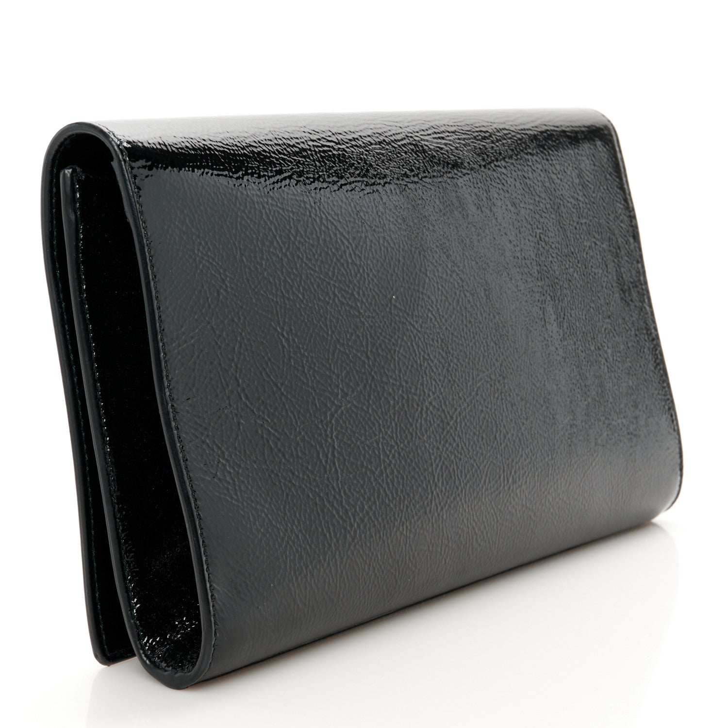 Saint Laurent Textured Patent Monogram Large Belle De Jour Clutch Black 3 of 8