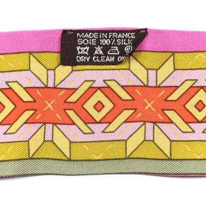 Hermes Silk Belles Du Mexique Twilly Cyclamen Olive Bleu 4 of 4