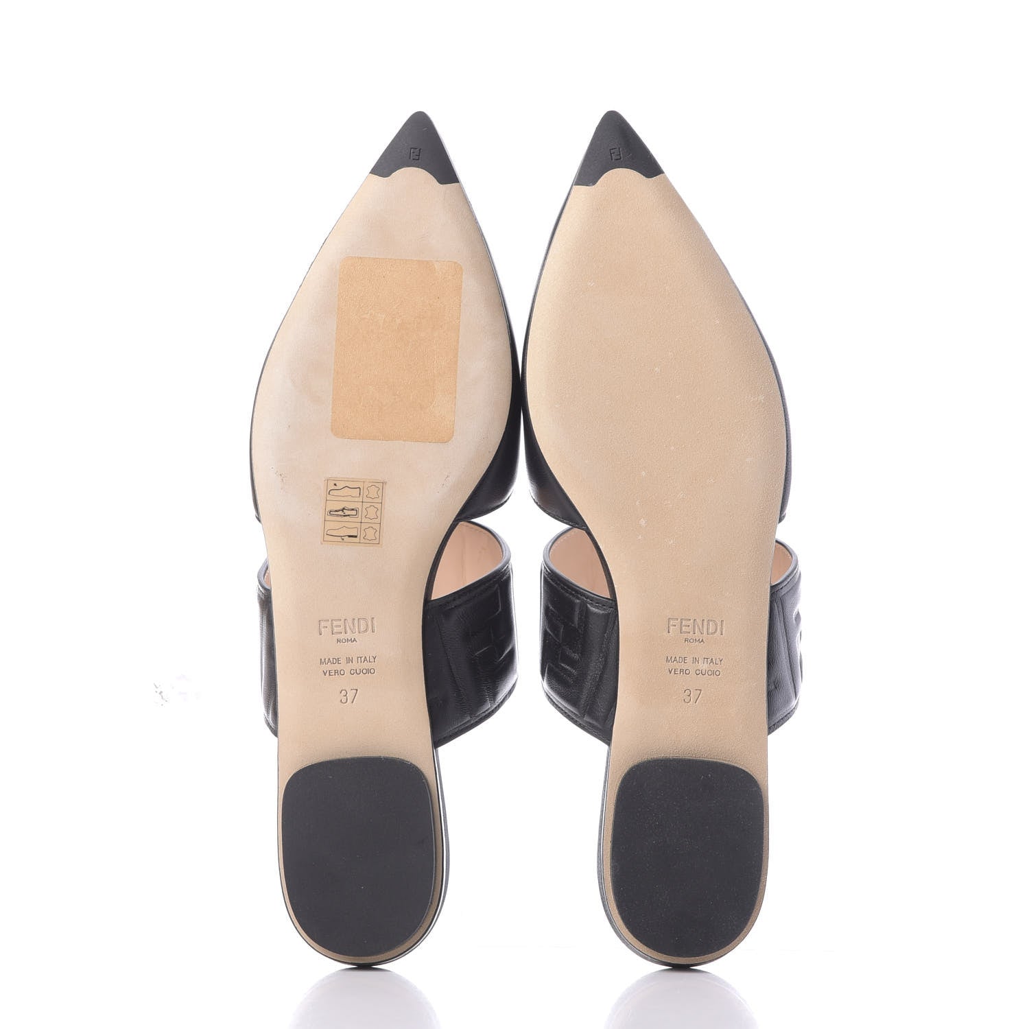 Fendi Nappa FF Embossed Flat Mules 37 Black 7 of 11