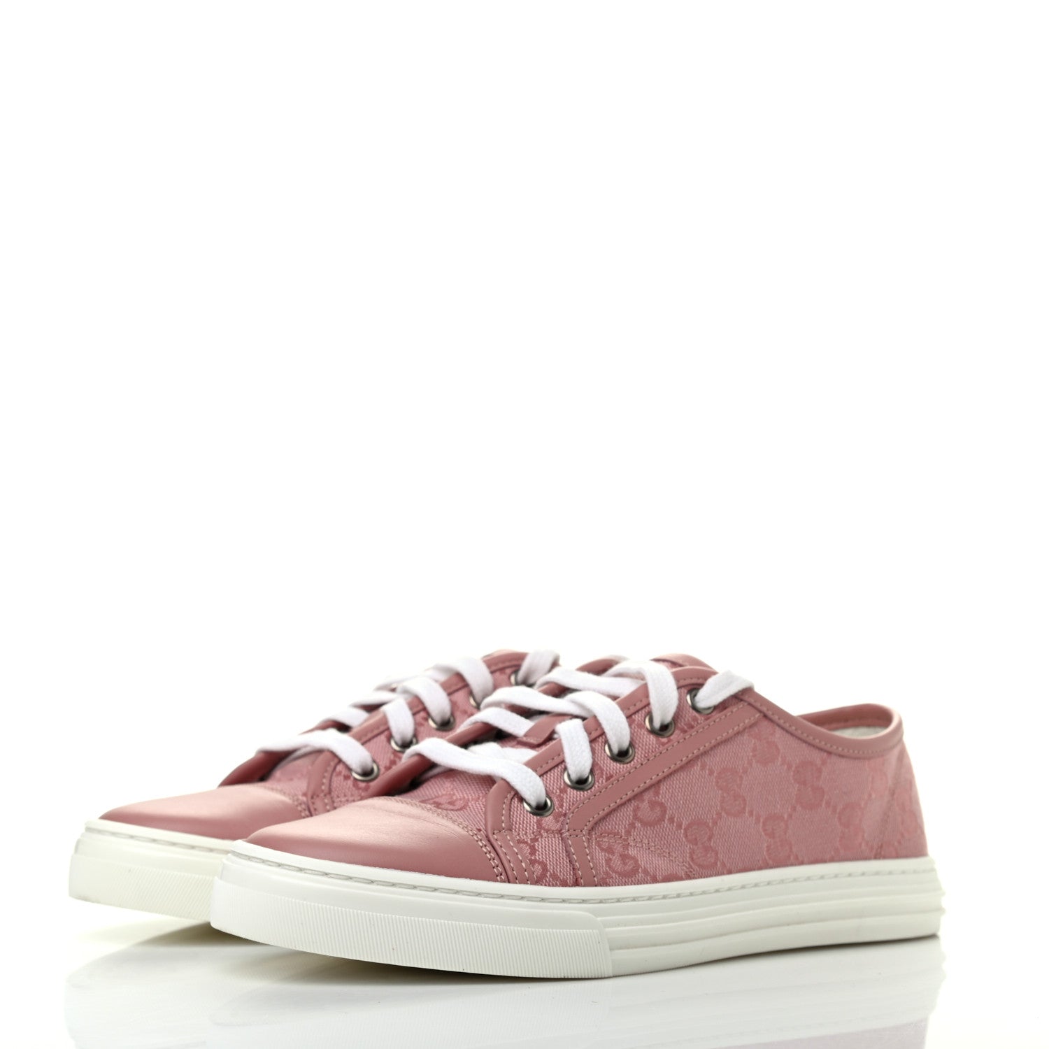 Gucci GG Monogram Calfskin Womens Low Top Sneakers 37 Pink Soft Pink 3 of 7