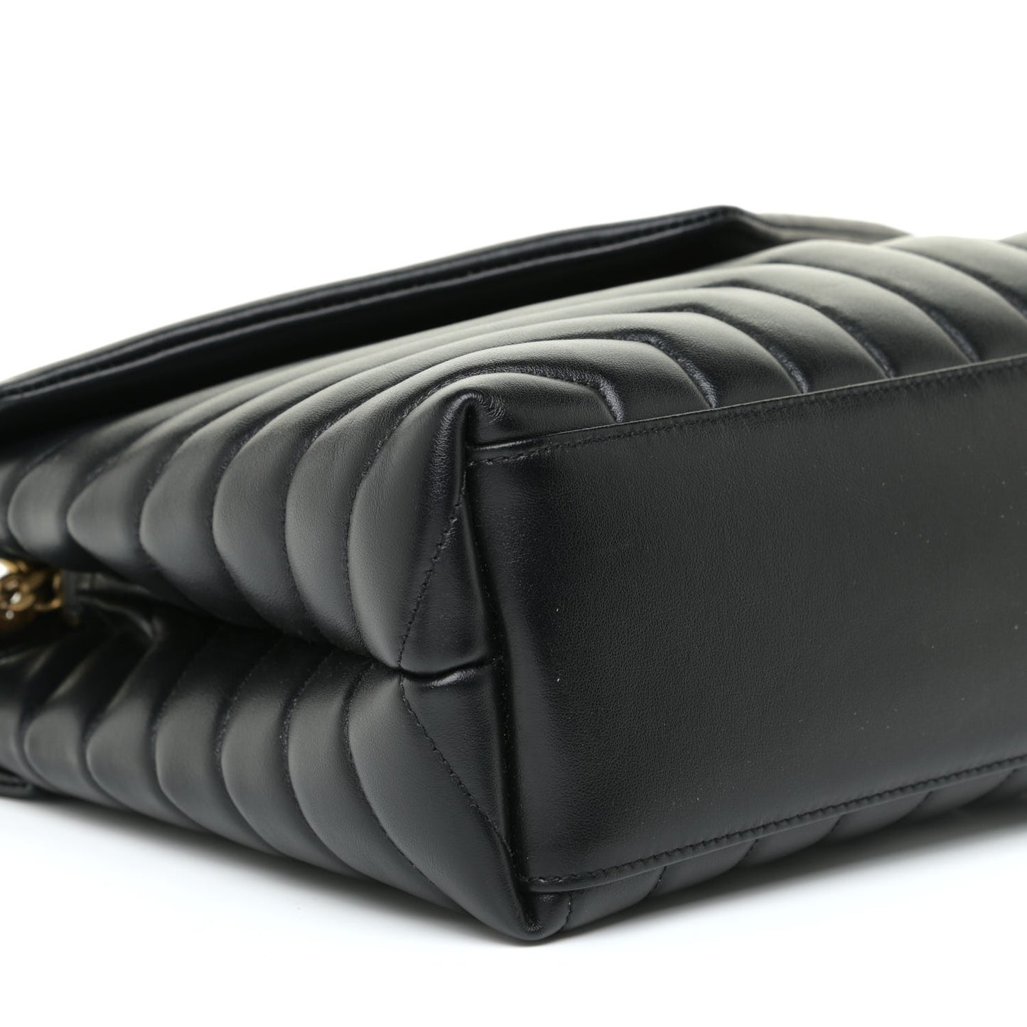 Calfskin Y Quilted Monogram Medium Loulou Chain Satchel Black
