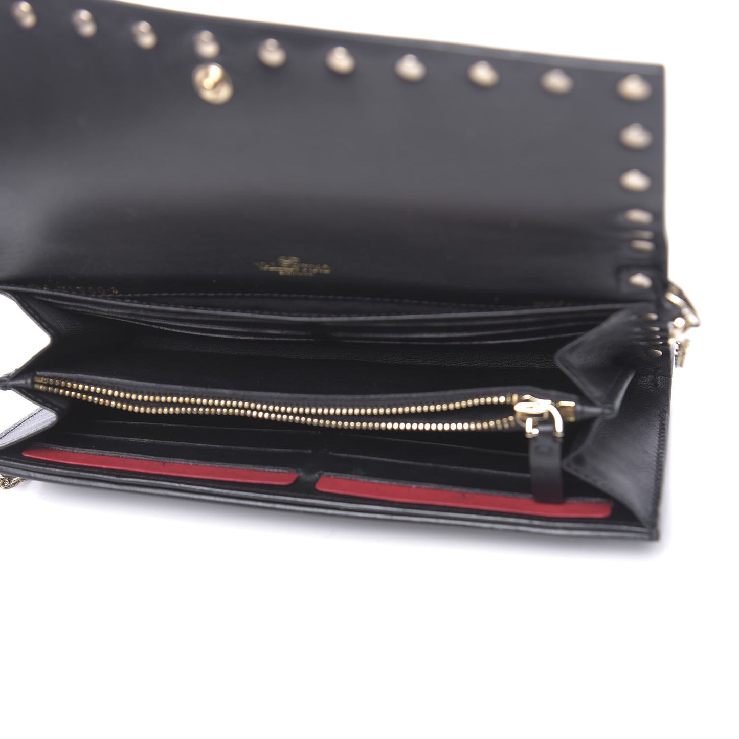 Vitello Rockstud Flap Wallet On Chain Ivory Black