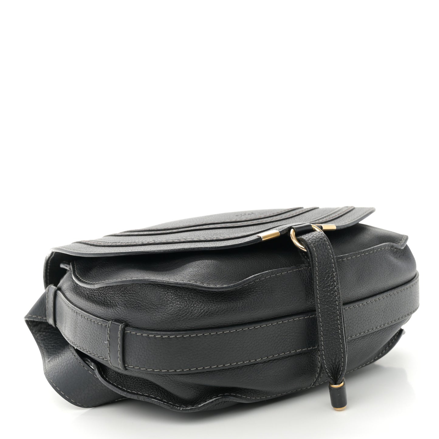 Calfskin Medium Marcie Round Crossbody Bag Black