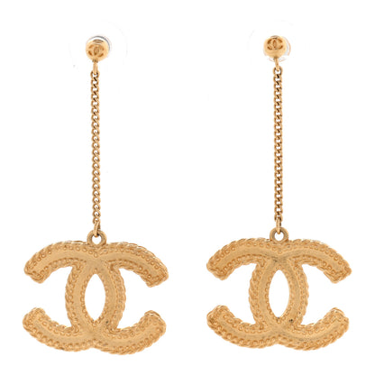 Chanel CC Drop Earrings Matte Gold 1 of 5