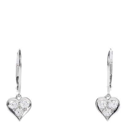 Tiffany Platinum Diamond Heart Drop Earrings 1 of 4