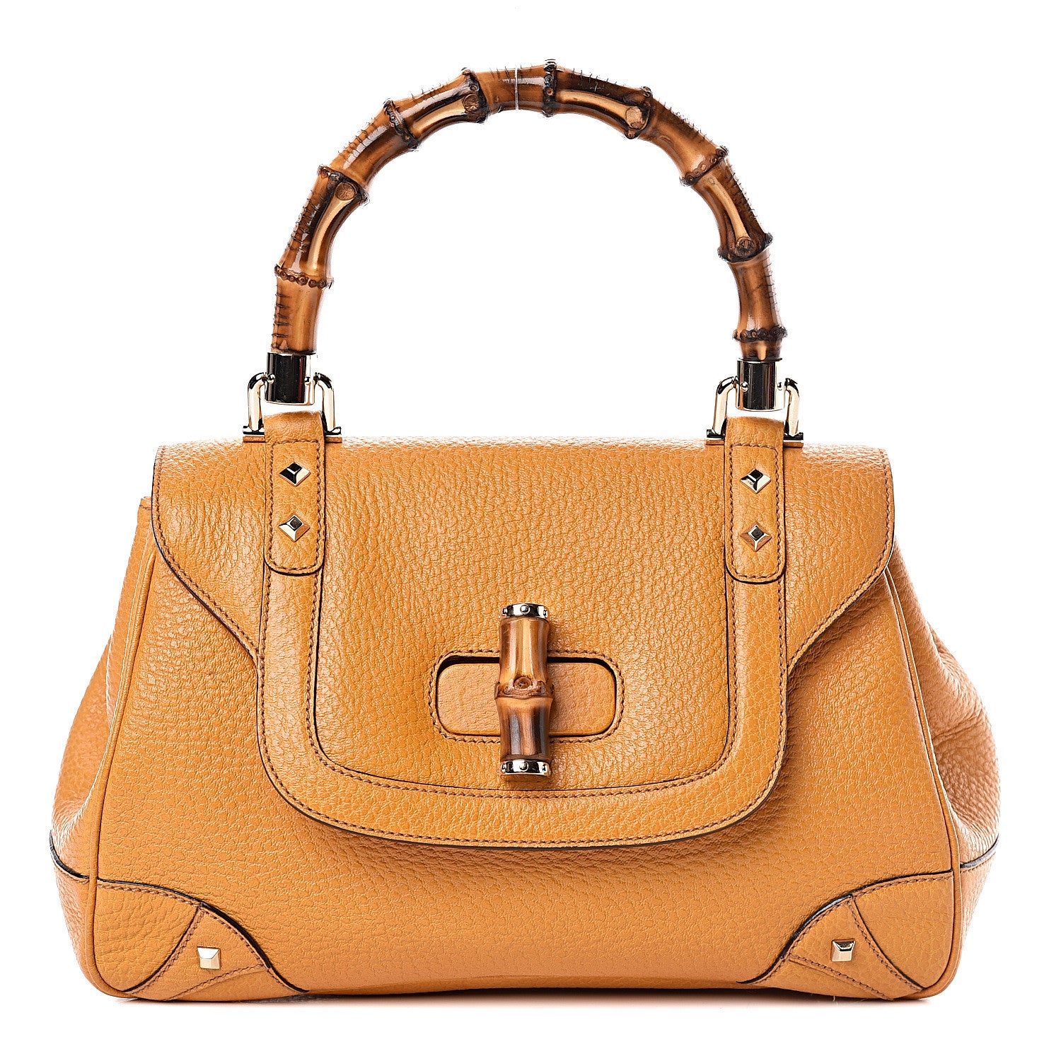 Gucci Calfskin Bamboo Top Handle Bag Yellow 1 of 11