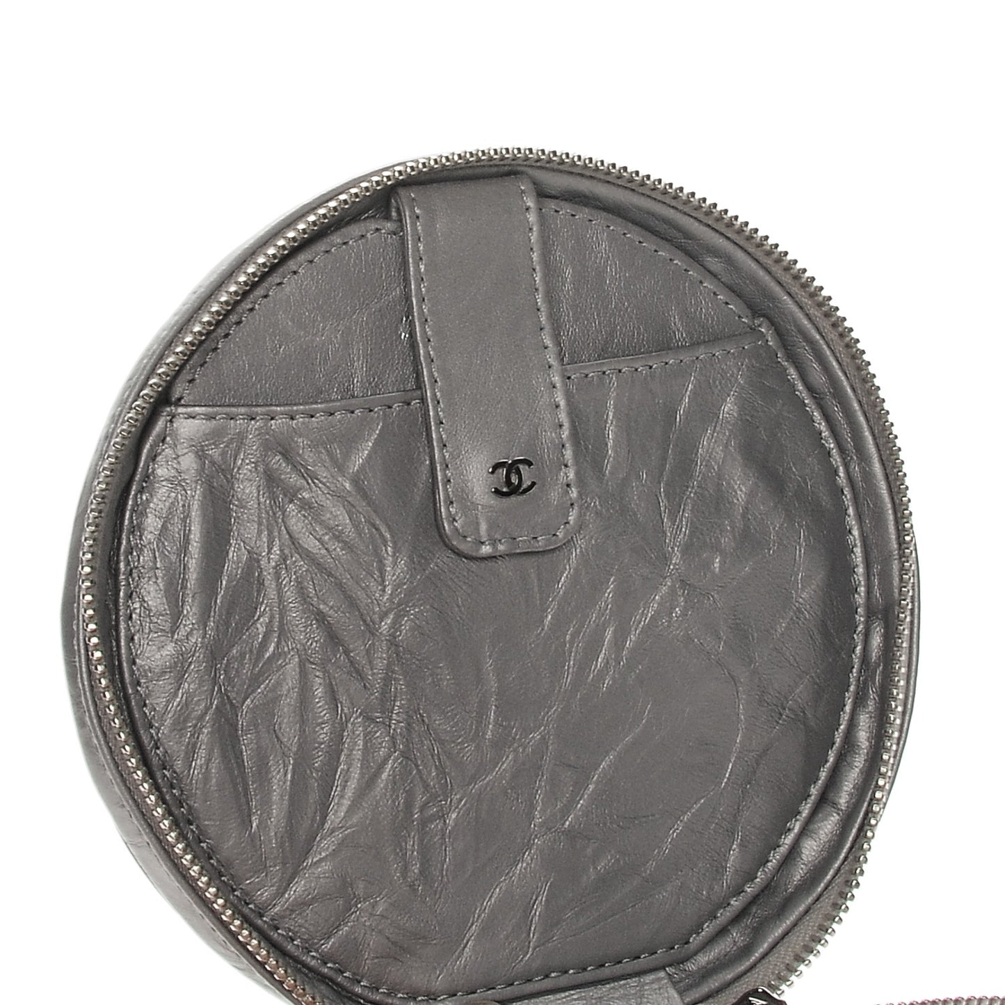 Metallic Aged Calfskin Quilted Belt Waist Bag Silver
